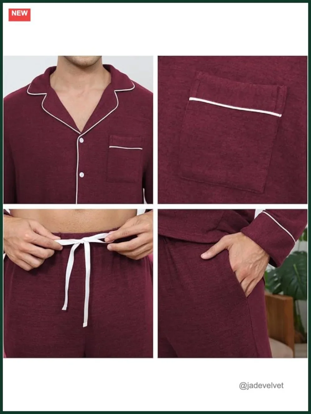 Long Sleeve Button Down Pajama Set with Pockets Sleepwear
